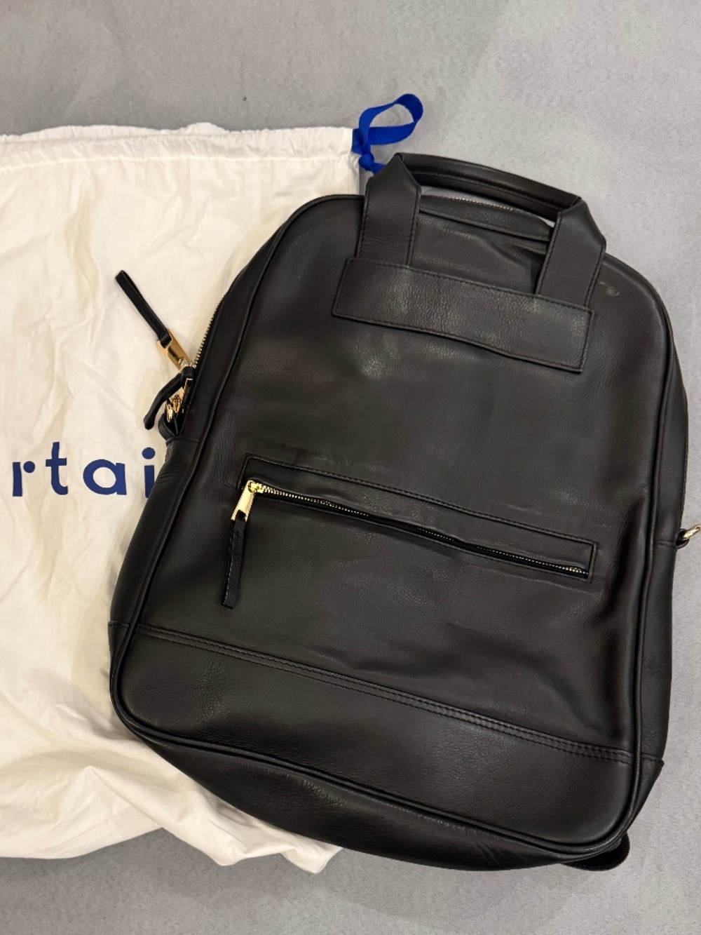 Bartaile C12 Leather Backpack Black Gold Hardware Like New